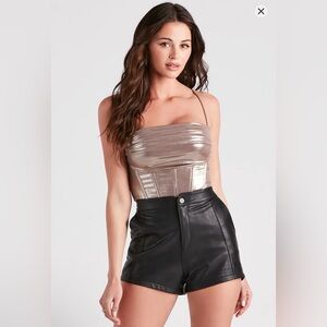 Windsor Take Me To The Disco Metallic Corset Top Shimmering Gold Camisole Top